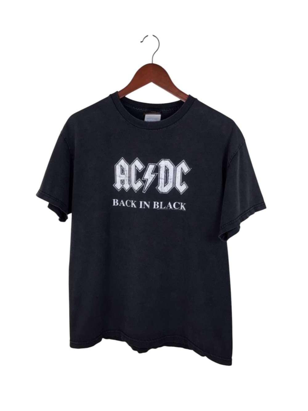 Vintage AC/DC Faded Black T-Shirt Size Large.